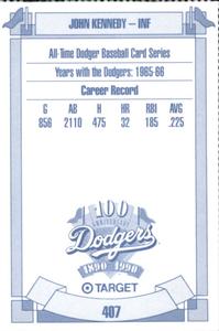 1990 Target Dodgers #407 John Kennedy Back