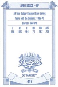 1990 Target Dodgers #417 Andy Kosco Back