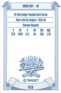 1990 Target Dodgers #419 Ernie Koy Back