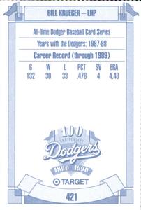 1990 Target Dodgers #421 Bill Krueger Back