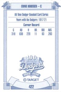 1990 Target Dodgers #422 Ernie Krueger Back