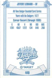 1990 Target Dodgers #449 Jeffrey Leonard Back