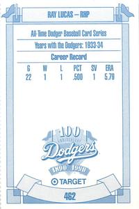 1990 Target Dodgers #462 Ray Lucas Back
