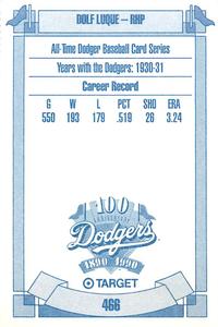 1990 Target Dodgers #466 Dolf Luque Back