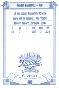 1990 Target Dodgers #489 Ramon Martinez Back