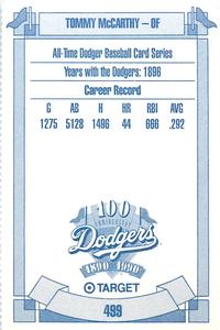 1990 Target Dodgers #499 Tom McCarthy Back