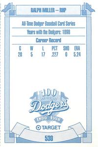 1990 Target Dodgers #530 Ralph Miller Back