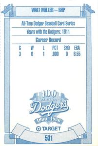 1990 Target Dodgers #531 Walt Miller Back