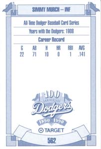 1990 Target Dodgers #562 Simmy Murch Back