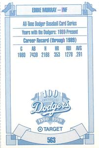 1990 Target Dodgers #563 Eddie Murray Back