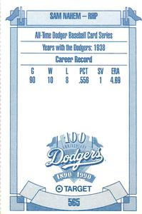 1990 Target Dodgers #565 Sam Nahem Back