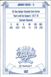 1990 Target Dodgers #582 Johnny Oates Back