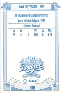 1990 Target Dodgers #609 Dave Patterson Back