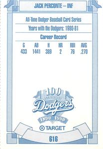 1990 Target Dodgers #616 Jack Perconte Back