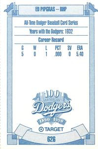 1990 Target Dodgers #626 Ed Pipgras Back