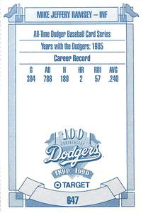 1990 Target Dodgers #647 Mike Jeffery Ramsey Back