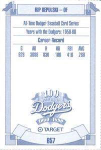 1990 Target Dodgers #657 Rip Repulski Back