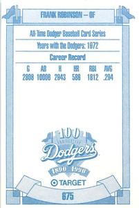 1990 Target Dodgers #675 Frank Robinson Back