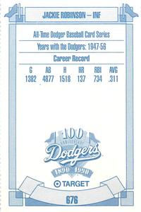 1990 Target Dodgers #676 Jackie Robinson Back