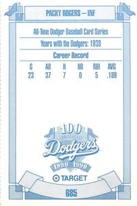 1990 Target Dodgers #685 Packy Rogers Back
