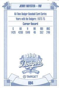 1990 Target Dodgers #694 Jerry Royster Back