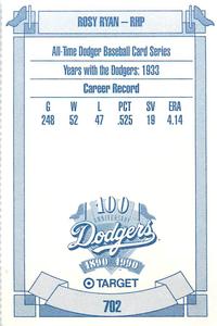 1990 Target Dodgers #702 Rosy Ryan Back