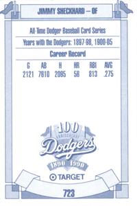 1990 Target Dodgers #723 Jimmy Sheckard Back