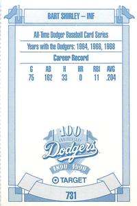1990 Target Dodgers #731 Bart Shirley Back