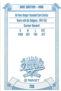 1990 Target Dodgers #733 Burt Shotton Back