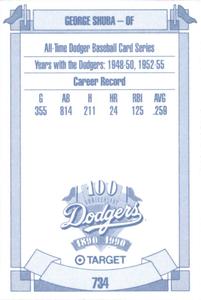 1990 Target Dodgers #734 George Shuba Back