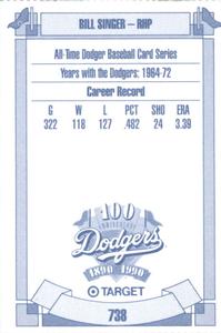 1990 Target Dodgers #738 Bill Singer Back