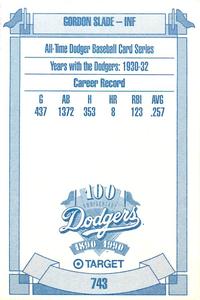 1990 Target Dodgers #743 Gordon Slade Back