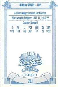 1990 Target Dodgers #751 Sherry Smith Back