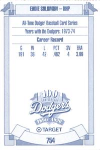 1990 Target Dodgers #754 Eddie Solomon Back