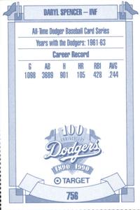 1990 Target Dodgers #756 Daryl Spencer Back