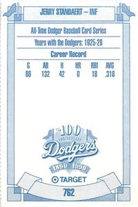 1990 Target Dodgers #762 Jerry Standaert Back