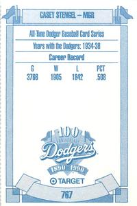 1990 Target Dodgers #767 Casey Stengel Back