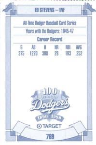 1990 Target Dodgers #769 Ed Stevens Back