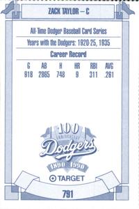 1990 Target Dodgers #791 Zack Taylor Back
