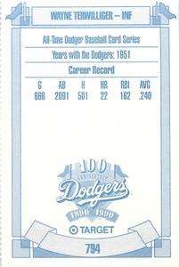 1990 Target Dodgers #794 Wayne Terwilliger Back