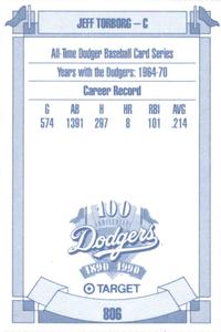 1990 Target Dodgers #806 Jeff Torborg Back
