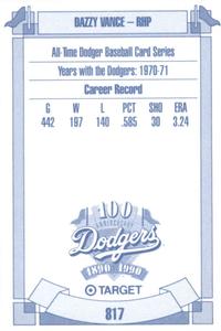 1990 Target Dodgers #817 Dazzy Vance Back