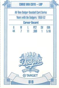 1990 Target Dodgers #819 Chris Van Cuyk Back