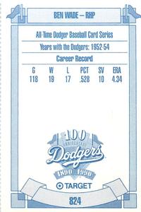 1990 Target Dodgers #824 Ben Wade Back
