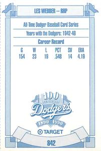1990 Target Dodgers #842 Les Webber Back