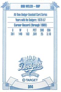 1990 Target Dodgers #844 Bob Welch Back