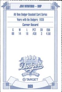 1990 Target Dodgers #869 Jim Winford Back