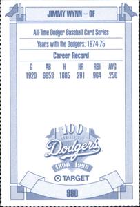 1990 Target Dodgers #880 Jimmy Wynn Back