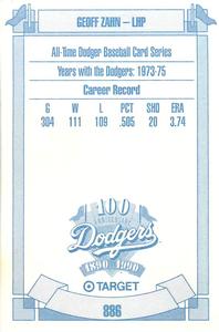 1990 Target Dodgers #886 Geoff Zahn Back