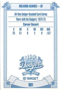 1990 Target Dodgers #891 Orlando Alvarez Back